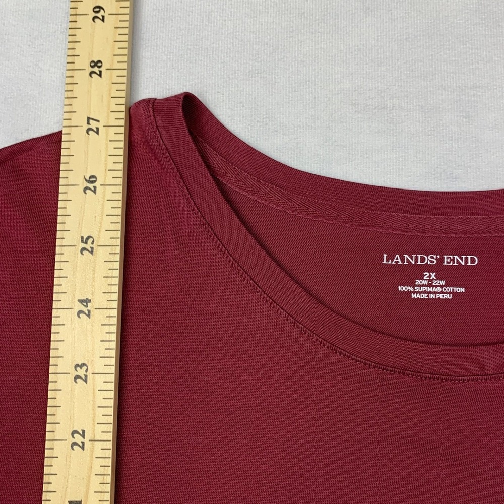 Lands End Womens 2X Supima Cotton Long Sleeve Tee Burgundy Crew Neck 476520 - Picture 4 of 6